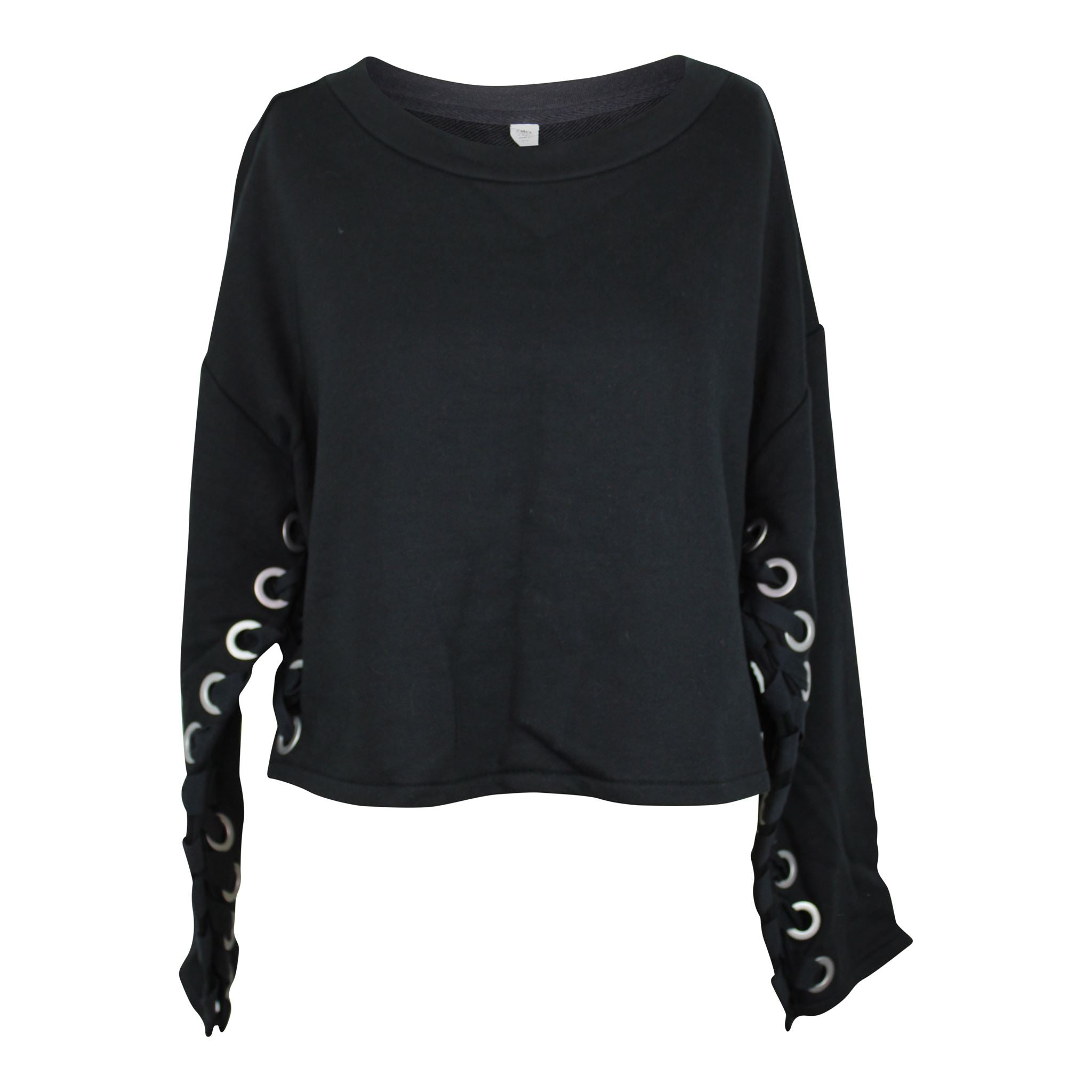 ALO Yoga Suspension Pullover Lace Up Love sz S Black NWT 138